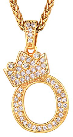 Richsteel personalisierte Bling Buchstabe Kette 26 Alphabet Anhänger mit Zirkonia Partner Namenskette Weizenkette/Tennis Kette für Damen und Herren