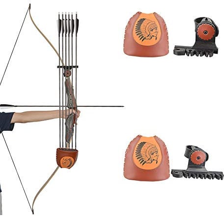 ZSHJG Recurve Bogen Pfeilköcher Pfeilhalter für Jagdpfeile Leder Bogenköcher Detachable Quiver Schnellverschluss Halterung für Bogensport Zubehör
