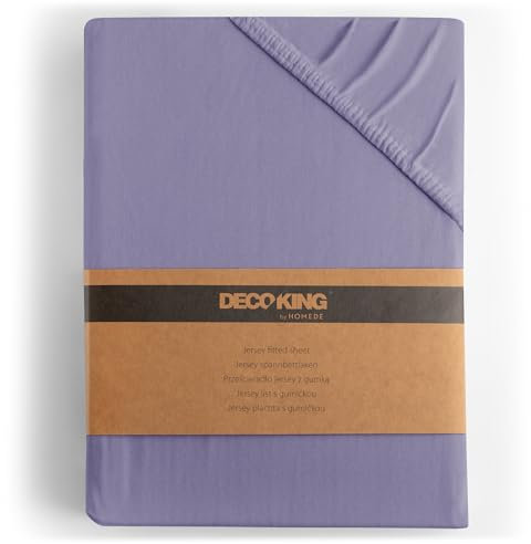 DecoKing Fitted Sheet Small Double 100% Combed Cotton Soft Jersey Bed Sheet 100x200-120x200 cm Lavender Amber