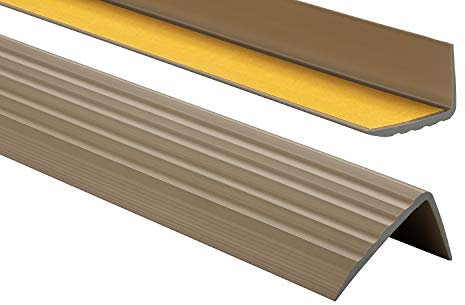 PVC Treppenkantenprofil Selbstklebend Winkelprofil Anti-Rutsch Treppenkante 41x25mm 2m, Messing