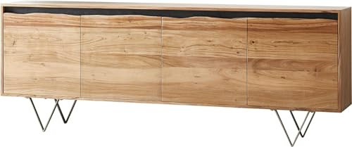 DELIFE Kommode Stonegrace Natur 200x45x75 cm Akazie 4 Türen Baumkante