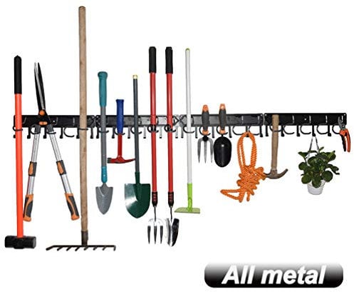 YueTong 68 All Metal Garden Tool Organizer,Adjustable Garage Wall Organizers and Storage,Heavy Duty Wall Mount Holder with Hooks for Broom,Rake,Mop,Shovel(4 Pack)