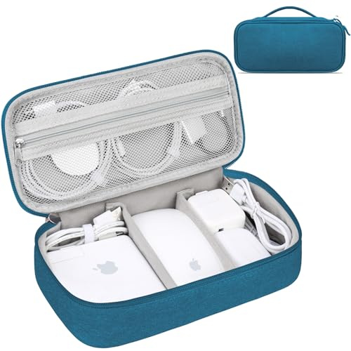 Lacdo Electronic Organizer Travel Cable Organizer Bag Pouch Tech Electronic Accessories Carry Case Portable Double Layers Charger Case for Cable, Cords, Charger, Earphone, Power Bank, Green