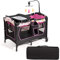 COSTWAY Lettino da Viaggio per Neonati Box Portatile, Lettino Pieghevole con Ruote e Materassino, Borsa di Trasporto e Giochi Inclusi (Rosa)