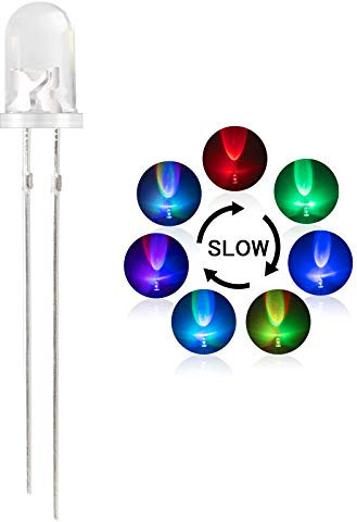 DiCUNO 100 Pcs 5MM RGB LED Dioden, langsam blinkenden Leuchtdioden, mehrfarbige 5MM LEDs für DIY, Lichtprojekt, Handarbeit, 3,0-3,4V, 20mA