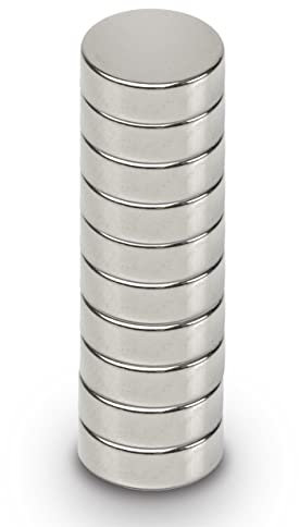 MAUL Neodym Magnet Ø 15 x 5 mm (10er Pack) | Magnete für einen vielseitigen Einsatz | Magnet rund mit elegantem und modernem Design | Magnete stark für Magnetboard, Magnetband | Silber