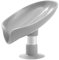 Longeu 1 Pièce Porte-Savon en Forme Feuille Porte-Savon Auto-drainant Porte-Savon Plateau Vidange Boîte à Savon avec Ventouse Convient à Douche Salle Bain Baignoire Éponge Brosse à récurer Grey