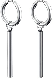 Homxi Edelstahl Ohrringe Herren,Rund mit Lang Stange Herren Ohrstecker Silber