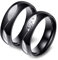Dsnyu Partner Ringe Gravur, Partnerringe Edelstahl mit Gravur 6MM Breite Runden Zirkonia Poliert Partner Ringe Set SchwarzDamen Gr. 52 (16.6) & Herren Gr. 67 (21.3)