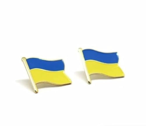 Ukrainische Flagge Pin Ukraine Flagge Abzeichen Brosche Geeignet für Feier, Parade, Sportveranstaltung (2 Stück), Metall