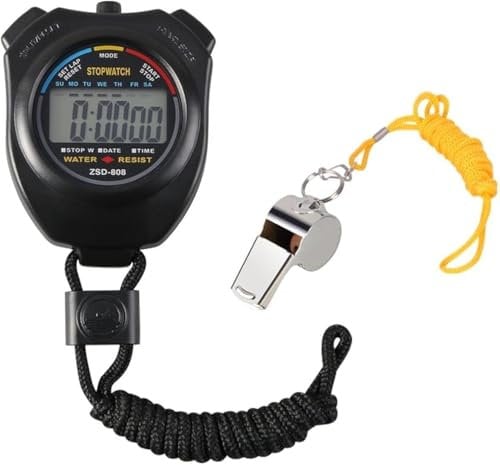 CREADY® Stoppuhr Sport mit Edelstahlpfeife | Stoppuhr Digital für Fußball | Schwimmen oder Leichtathletik | Stoppuhr für Prüfungen mit Schiedsrichterpfeife | Stoppuhr Groß und Wasserdicht