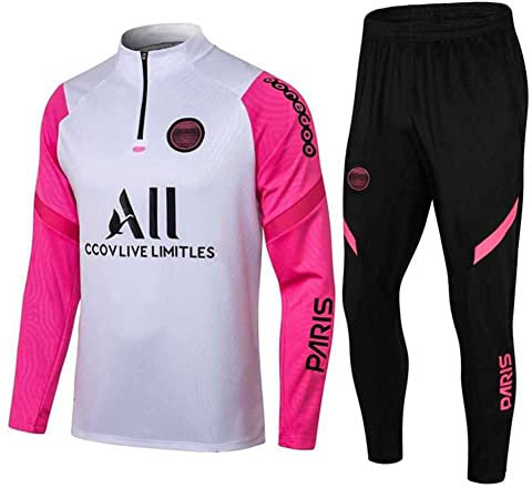 JIEAGY Paris - Combinaison d'entraînement à manches longues pour homme et femme - Pour le printemps et l'automne, blanc/rose, S