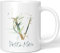 JUNIWORDS Tasse, Violeta-Marie, Name Anfangsbuchstabe Initial Alphabet Floral Buchstabe V Monogramm Motiv, Weiß (5487394)