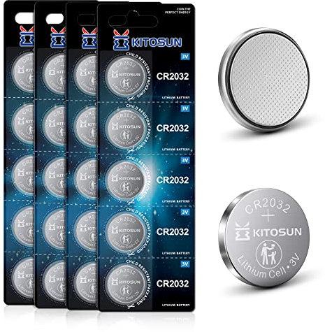 Kitosun CR2032 Batteria Bottone al litio 3V - Pile 3 Volt cr 2032 Sostituzione Della Batterie per Chiave Auto Telecomando Candele di Luce LED Sensore Magnetico Bilance Elementi Indossabili (20 pezzi)