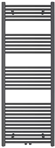 Aquabad Badheizkörper Virgo | Grösse: 60 x 160 cm | Heizleistung 630 Watt | Farbe: Anthrazit | Mittelanschluss 50mm | Handtuchhalter, Handtuchwärmer