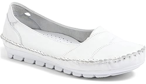 Leather Slip-On Shoes - White Size 7