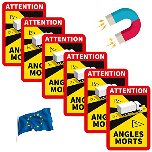 Toter Winkel Magnet Aufkleber Frankreich LKW Bus wohnmobil - Attention Angles morts Magnet Aufkleber LKW Bus wohnmobil (Lastwagen/LKW/Wohmobile, 6 Stück)