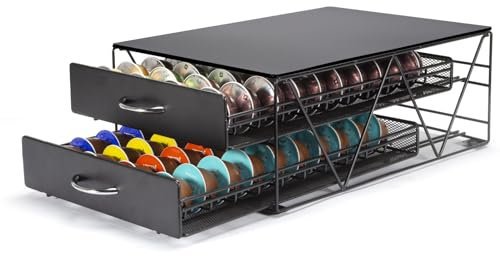 SYSYLY Kapselhalter,Kaffeekapseln Aufbewahrung von 80 Kapseln,2-Tier Kapselschublade kompatibel für Tchibo Cafissimo,Dolce Gusto Kapseln.