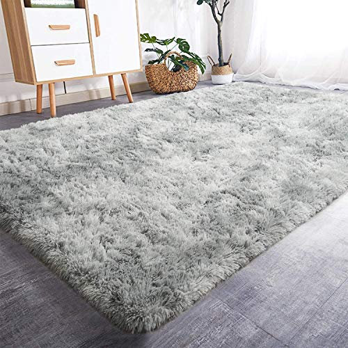 JURLEA Teppich moderner Flauschiger Hochflorteppich für Wohnzimmer weicher Rutschfester Teppich für Schlafzimmer Spielzimmer Moderne Heimdekoration (Grau weiß, 250 x 300 cm)