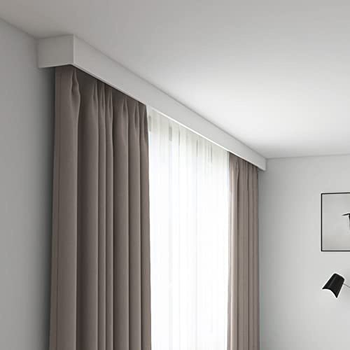 ZSHINE Four-in-One Curtain Pelmet with Double Rails Decorative Panel and Optional Smart Light Belts Ceiling Mounting Customize Length for Living Room Bedroom Kitchen Room