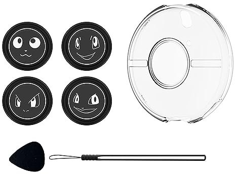 LICHIFIT Transparente PC-Schutzhülle für Pokémon GO Plus + Zubehör Hartschale Cover Skin + 4 Cartoon Button Caps Pads + Handschlaufe
