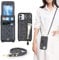 Zouzt for iPhone 12 Mini Case with Cord and Card Holde, Zipper Wallet Case with Crossbody Lanyard Ring Adjustable Necklace Protective Cover Women for iPhone 12 Mini 5.4 Inch - Black Leopard