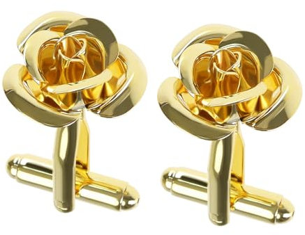 eMagTech 1 Paire Boutons de Manchette en Forme de Fleur de Rose Boutons de Manchette de Chemise Classiques pour Hommes Accessoires de Décoration de Vêtements pour Père et Marié