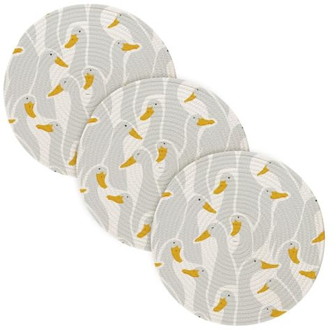 Topfuntersetzer für heiße Töpfe und Pfannen, 38,1 cm, Baumwollfaden, gewebte heiße Pads für sofortigen Topf, Küche, Arbeitsplatte, Schutz, niedliche Enten, Gans, lustiger Zoom, 3 Stück