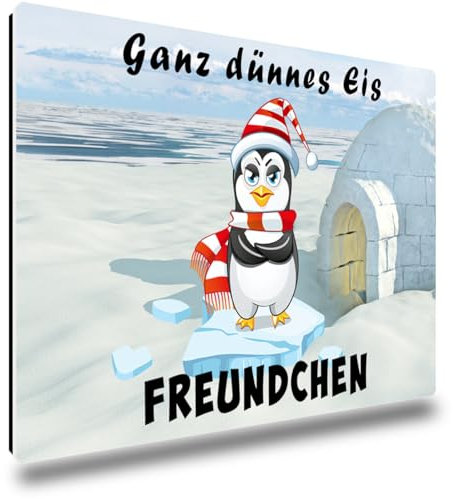 TRIOSK Kühlschrankmagnet stark Pinguin Magnet Sprüche lustig Tiermotiv mit Spruch Ganz dünnes EIS Freundchen Geschenk für Pinguinfans
