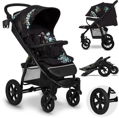 LIONELO Annet Buggy bis 22 kg mit Liegefunktion, Kinderwagen klein zusammenklappbar mit Zubehör, Eva-Schaum-Räder, Moskitonetz, Fußdecke Getränkehalter, Korb (Golden Moments, Tour)