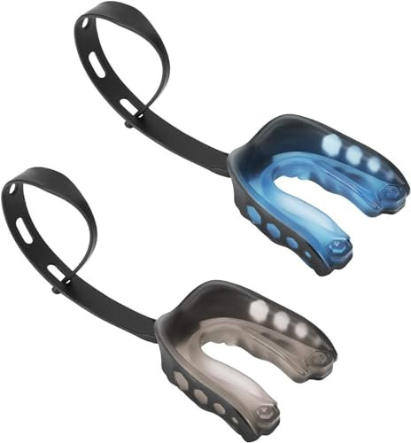 Paradenti sportivo, paradenti con cinghie, possibilità di parlare per football americano, arti marziali, boxe, kickboxing, hockey, calcio per adulti (L, 2 pezzi)