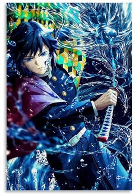 Demon Slayer Giyu Tomioka Poster Dekorative Malerei Leinwand Wandkunst Wohnzimmer Poster Schlafzimmer Malerei, Leinwand Kunst Poster Und Wandkunst Bilddruck Moderne Familienzimmer Dekor 08x12inch(20x3