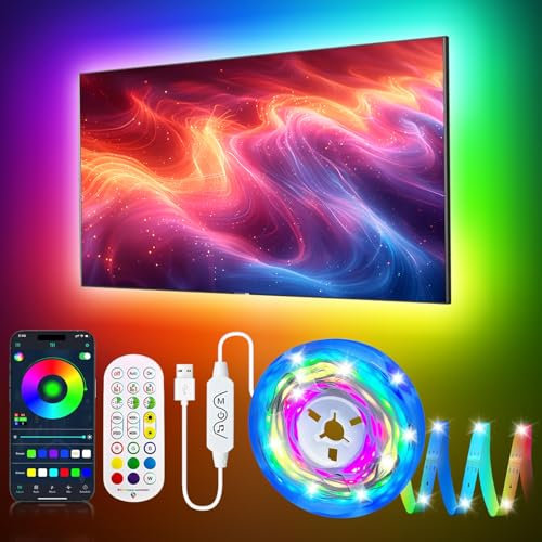 DTQJ LED Lights for TV Led Strip Lights RGB Music Sync Color Changing, Smart App Control Remote, Led Lights for Bedroom