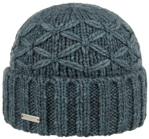 Seeberger Annelie Beanie Mütze mit Manschette Damen/Herren -, blau (petrol blue), 6.75-7.5