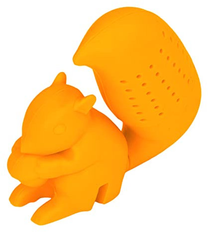 Eichhörnchen-Teesieb aus Lebensmittelechtem Silikon, Eichhörnchen-förmiges Teesieb, Süßes Eichhörnchen-förmiges Tee-Ei (ORANGE)