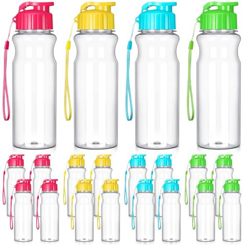 Tioncy 20 Pieces Plastic Water Bottles for Adults Bulk 17 oz Sport Drink Bottles with Handle Strap Lightweight Leakproof Drink Flip Top cups for Party Outdoor(Multicolour,groovy style)