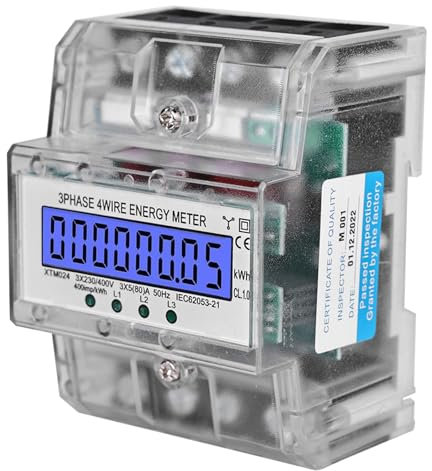 Stromzähler Hutschiene - Drehstromzähler Geeicht Stromzähler mit LCD-Display, 230v 400V 5-100A Digitaler Stromzähler 3-Phasen 4-Draht für DIN Hutschiene Zwischenzähler Strom Geeicht