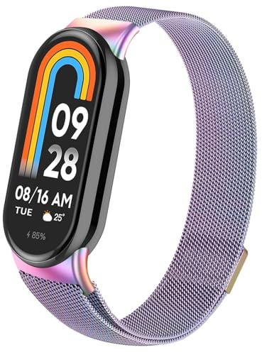 Meliya für Xiaomi Smart Band 9/10/8 Armband Damen Herren, Weich Metall Ersatzarmband für Xiaomi Mi Band 10/9/8