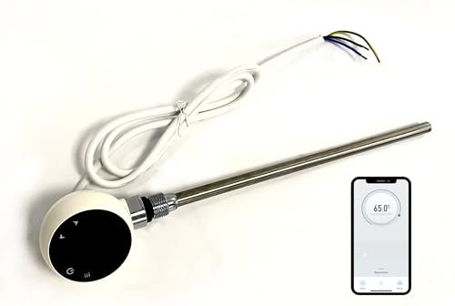 Greened House Wifi Electric Smart Heating Element for Towel Rails and Radiators with LED touchscreen Thermostat/Timer Energy Efficient (White, 600w)