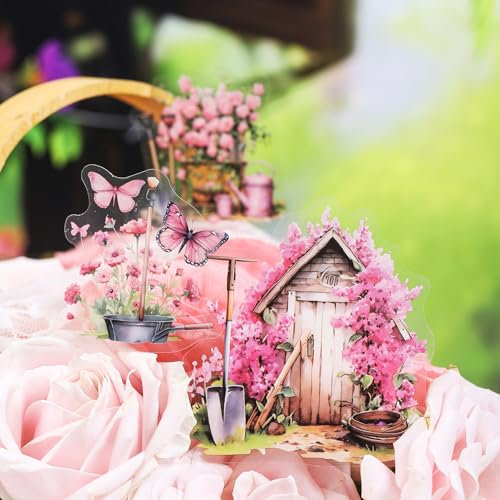PET Garten Scrapbooking Stickers 90Pcs Arpaper Scrapbook Dekorative Asthetische Sticker Zubehör Set Blumen Aufkleber Junk Journal Aufkleber für DIY Album Notiz nehmen verwenden(greenhouse)