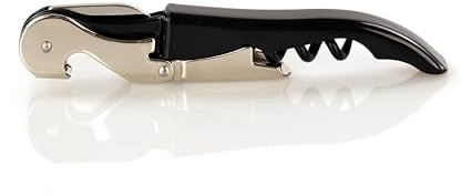 Qpractiko - Tire-bouchon serveur CorkMaster Pro | Finitions supérieures | Design ergonomique | Spirale en téflon anti-adhésive | Lame de scie en acier et décapsuleur, Acier inoxydable