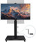 Rollbarer TV-Ständer mit Griffheber, mobiler TV-Wagen für 42-75-Zoll-Fernseher mit Drehung, Hochformat zu Querformat, höhenverstellbar, tragbarer TV-Ständer mit Rädern, hält bis zu 50 kg, max. VESA