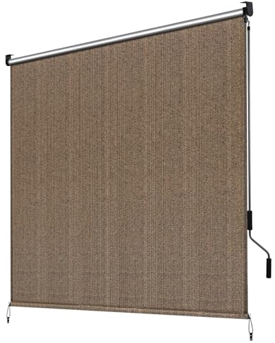 LIFERUN Auvent vertical 240x240 cm, Store Vertical,Toile d'ombrage HDPE pour pergola de terrasse,Auvent de balcon,Tube en aluminium avec commande à manivelle sans fil,pour balcon,Terrasse,Jardin,1 PCS