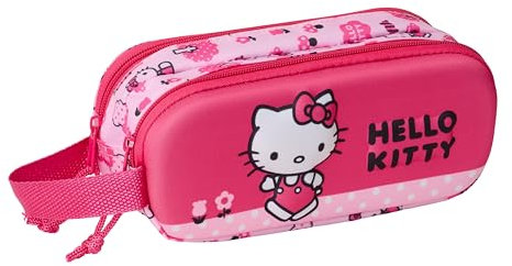 safta Hello Kitty 3D-Federmäppchen für Kinder, ideal für Kinder im Schulalter, bequem und vielseitig, Qualität und Widerstandsfähigkeit, 21 x 6 x 8 cm, Rosa, M, Casual
