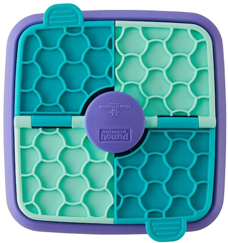 Outward Hound by Nina Ottosson Lick N’ Flip 3-in-1 Interactive Dog Puzzle Toy, Lick Mat & Slow Feeder – Calming Enrichment for Small & Medium Dogs, Holds 1 Cup of Wet of Dry Food, 7.4 in x 7.4 in