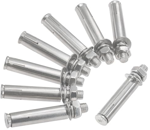Lot de 8 boulons d'expansion en acier inoxydable 304 - Ancrages muraux et au sol robustes pour béton et brique (M10 × 80 mm)