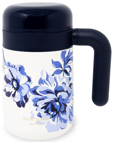 kate spade new york Travel Tea Mug,16 oz Stainless Steel Thermal Mug with Tea Infuser (Floral Toile)