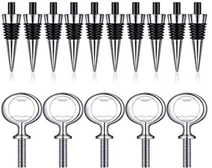 Corkscrew, 10 Pieces Wine Stopper and 5 Pieces Blank Bottle Opener Inserts Bottle Opener Hardware for Wedding Turning DIY Project