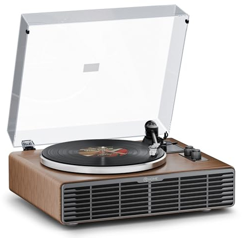 Schallplattenspieler, All-in-One Plattenspieler mit eingebauten Lautsprechern, Bluetooth-Plattenspieler für High-Fidelity-Sound, Aux-In-Funktionalität, 2 Geschwindigkeiten, für Klanggenuss und