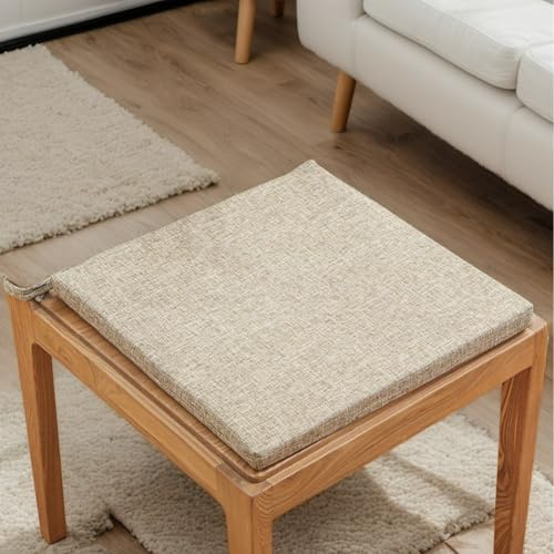 Set mit 6 dicken, 35 x 35 cm großen, quadratischen Esszimmerstuhl-Kissen mit Bändern, strapazierfähige Polyester-Sitzpolster für Komfort und Stil, perfekt für Terrasse und Garten